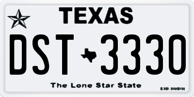 TX license plate DST3330