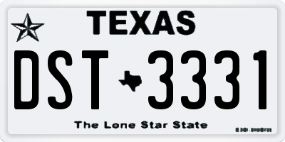 TX license plate DST3331