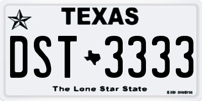 TX license plate DST3333
