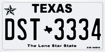 TX license plate DST3334