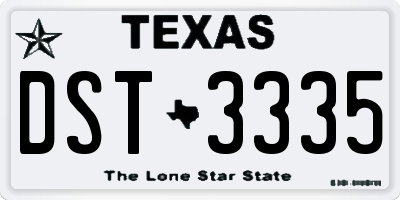 TX license plate DST3335