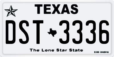 TX license plate DST3336