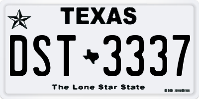 TX license plate DST3337