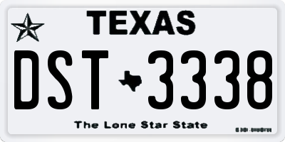 TX license plate DST3338