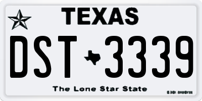 TX license plate DST3339