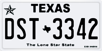 TX license plate DST3342