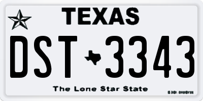 TX license plate DST3343