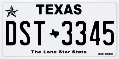 TX license plate DST3345