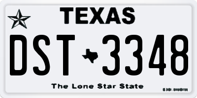 TX license plate DST3348