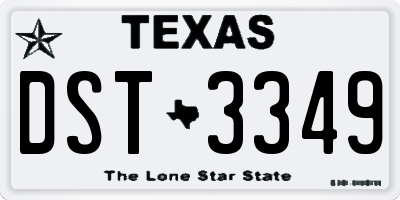 TX license plate DST3349