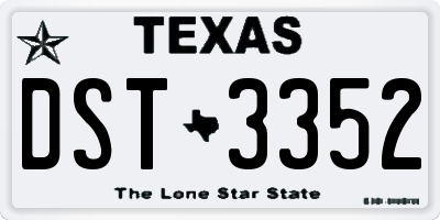 TX license plate DST3352