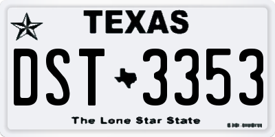 TX license plate DST3353