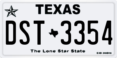TX license plate DST3354
