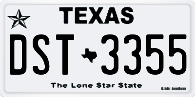 TX license plate DST3355