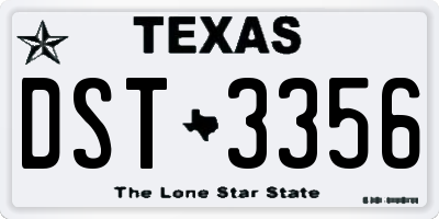 TX license plate DST3356