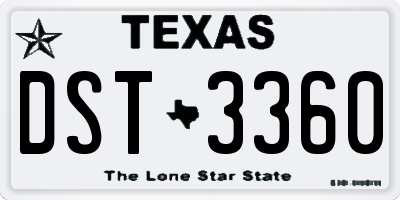 TX license plate DST3360