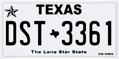 TX license plate DST3361