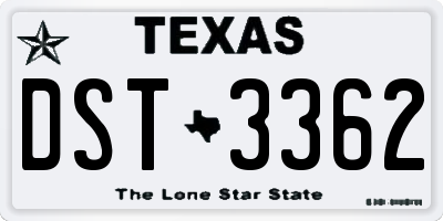 TX license plate DST3362