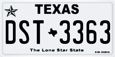 TX license plate DST3363
