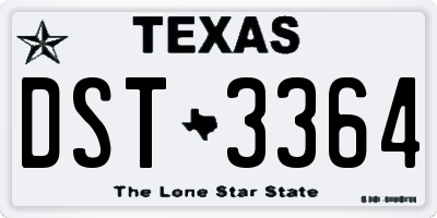 TX license plate DST3364