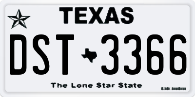 TX license plate DST3366