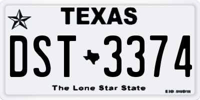 TX license plate DST3374