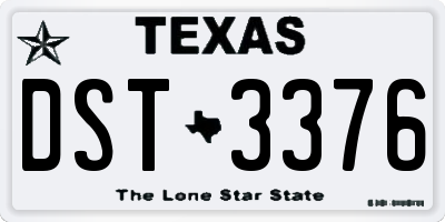 TX license plate DST3376