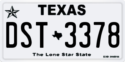 TX license plate DST3378