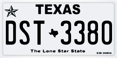 TX license plate DST3380