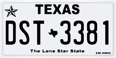 TX license plate DST3381