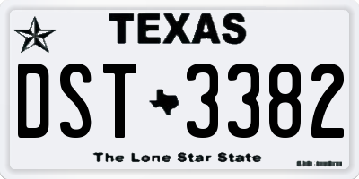 TX license plate DST3382