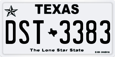 TX license plate DST3383