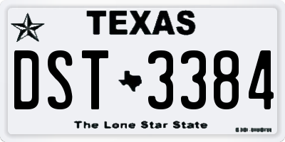 TX license plate DST3384