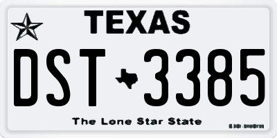 TX license plate DST3385
