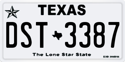 TX license plate DST3387