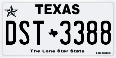 TX license plate DST3388