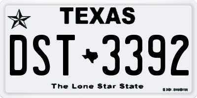 TX license plate DST3392