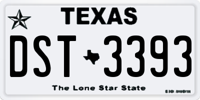 TX license plate DST3393