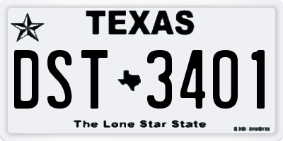 TX license plate DST3401