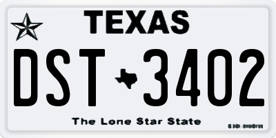 TX license plate DST3402