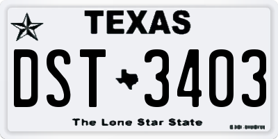 TX license plate DST3403
