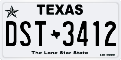 TX license plate DST3412