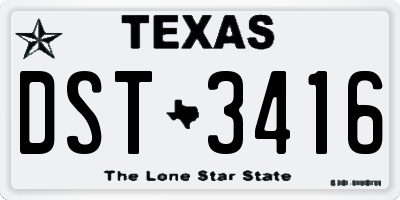TX license plate DST3416