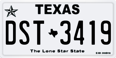 TX license plate DST3419
