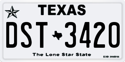 TX license plate DST3420