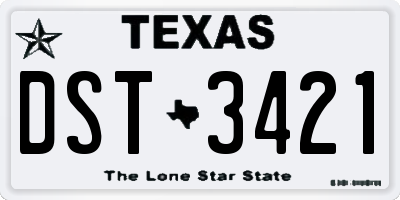 TX license plate DST3421