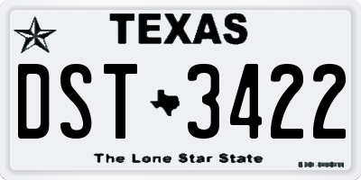 TX license plate DST3422