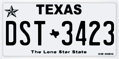 TX license plate DST3423