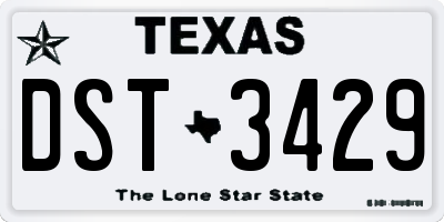 TX license plate DST3429