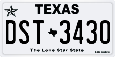 TX license plate DST3430